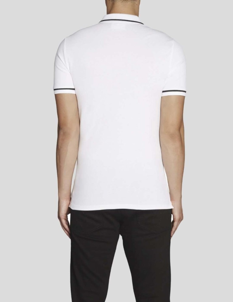 CALVINA T-shirt tipping slim polo bianco
